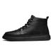 Euro Step 2025 Autumn New British Style High-top Men's Fashion Casual Trendy Business Black Thick-soled Leather Shoes_vogvips.com