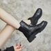 Women's Chunky Sole Martin Boots - Stylish Ankle Boots With Side Zipper, Waterproof Platform, Versatile Black Leather Boots For Fall & Winter_vogvips.com