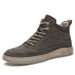 Flat-heeled Pigskin Velvet High-top Board Shoes Retro British Casual Round Head Lace-up Board Shoes Men's Shoes_vogvips.com
