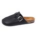Men's Mules New Spring Retro Slip-On Casual Loafers Pu Upper Cork Grain Closed-Toe Half-Slip Flat Slippers With Adjustable Buckle_vogvips.com