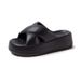 High End New Thick Sole Elevated Cool For Women EVA Cross Mesh Infrared Wearing Summer Slippers_vogvips.com