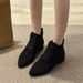 2023 Autumn Winter New Short Low Women's Pointed Toe Suede Front Lace-up Solid Color Chunky Heel Fashion Boots_vogvips.com