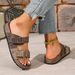 plus Size Women's Open Toe Sandals With Cross Belt Buckle Studded Detail For Outdoor Summer New Style_vogvips.com