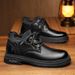 European Warm Series Socks Mouth Genuine Martin Boots Fleece-Lined Low-Mid Top Small Leather Business Casual Big Head Men's Shoes_vogvips.com