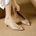 Stiletto High-heeled Shoes, 2026 Spring New Model, French Patent Leather, High-end Feel, Pointed Toe, Square Buckle, Mid-heel Slip_vogvips.com