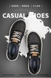Men's Round Head Board Shoes Cowhide Surface Breathable Casual White Shoes Thick Sole Low Top Sports Men's Shoes_vogvips.com