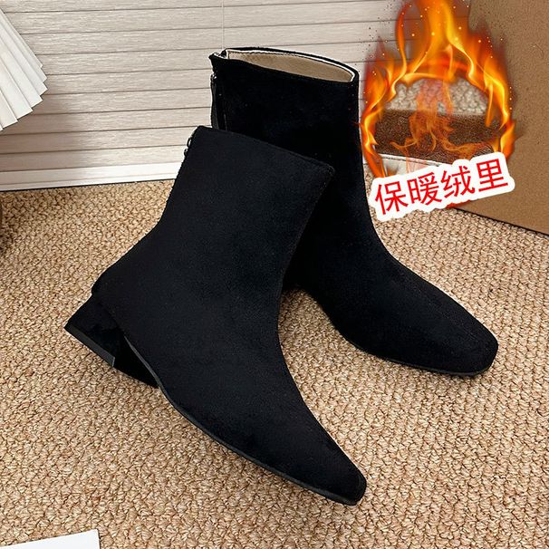 Korean Version Suede Short Chelsea Boots Women's Velvet Martin Ankle Boots Skinny Short Boots_vogvips.com