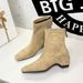 2323-1 Vintage British Style Square-Toed Ankle For Women, Suede, Back Zipper, Height-Increasing, Fashionable Stretch_vogvips.com