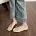 Square Head Bow Ballet Single Shoes Women's Flat-soled Laden Shoes French One-pedal Beanie Shoes_vogvips.com