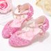 Girls shoes Children glitter performance high heels gold powder silver four seasons children princess glass shoes_vogvips.com