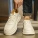 Men's Thick Sole White Board Shoes Korean Style Casual Platform Sneakers Comfortable Lightweight Lace-up Fashion Hot_vogvips.com