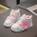Girls' High-Top Sneakers With Star & Tassel Design, PU Upper, Non-Slip Rubber Sole, Lightweight Casual Shoes For Kids (Pink/Purple, Sizes 26-37)_vogvips.com