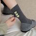 Unisex Soft Cotton Crew Socks With Flocked Heart Design – Breathable & Comfortable – Classic Neutral Colors – Perfect For Everyday Wear_vogvips.com