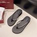 Seaside New Beach Shoes Slippers Women's Summer Fashion Wear Rhinestone Flip-flops Medium Heel Thick Bottom Slope Heel Pinch Sandals_vogvips.com