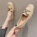 Spring Leather Loafers, Women's Small Fragrant Style Flat Bottomed Round Toe Single Shoes, Soft Soled Grandma Bean Shoes_vogvips.com