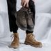 European Warm Series Men's Martin Low Spring Autumn Yellow High Top Leather Cotton Shoes Winter Plush Work Boots Men_vogvips.com