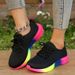 Rainbow Sole Sneakers Women Plus Size 43 Breathable Mesh Platform Sports Woman Non-Slip Lace Up Tennis Shoes_vogvips.com
