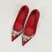 Red Stiletto Heels For Brides Traditional Chinese Wedding Dresses High Heels For Toasting With Chain And Rhinestones_vogvips.com