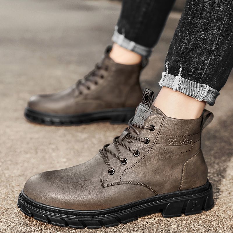 European Warm Series Live Streaming Men's Martin Autumn Winter New British Style Work Youth Trendy Leather Boots_vogvips.com