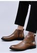 Large Size Men's Short Boots Retro Martin Boots Pointed Belt Buckle Velcro Cotton Boots Men's Shoes_vogvips.com