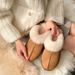 AMANNORR Furry Slippers For Women, Wear, Autumn And Winter Thick-Soled Snow Boots, Closed-Toe, Outdoor Half-Cup Cotton_vogvips.com