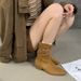 Mitig Kight Poited Toe Chuky Heel Buckle Pleated Stack New Autum/Witer Vitage Wester Cowboy Akle Boots For_vogvips.com