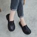 2025 Spring Stylish British Style Round Toe Deep Mouth Slip-On Leather Soft Sole Flat Loafers For Women_vogvips.com
