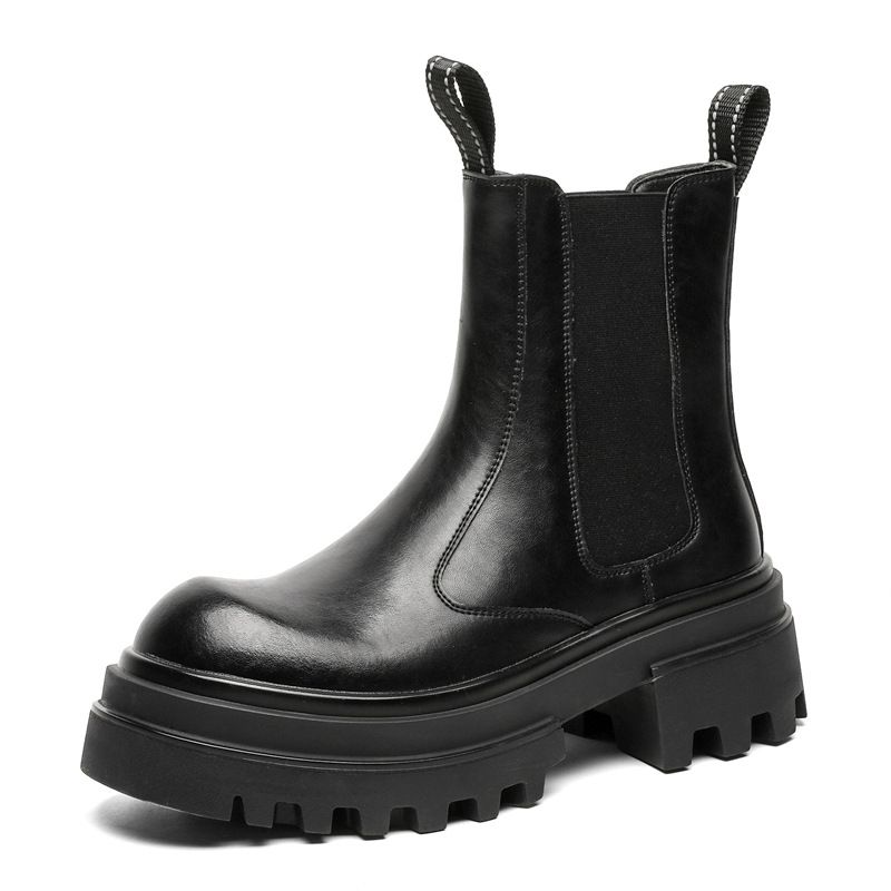 Thick-soled Heightening Tooling Boots Retro Martin Boots Men's High-top Thermal Foot Boots Chelsea Boots_vogvips.com