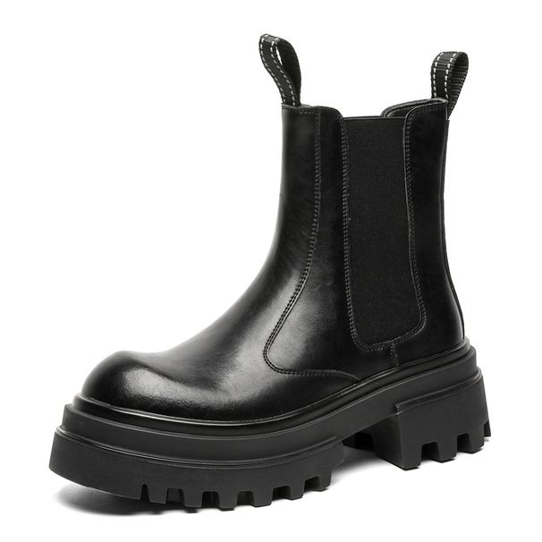 Thick-soled Heightening Tooling Boots Retro Martin Boots Men's High-top Thermal Foot Boots Chelsea Boots_vogvips.com