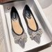 Pointed Toe Shoes For Womennew Thick Heel Shallow Mouth Diamond Pearl Bow Temperament Women's Shoes Four Seasons Soft Sole Comfortable_vogvips.com