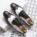 TerraStride Brogue Leather British Style Carved Casual Studio Wedding Photo Black And White Large Size 47 Men's Shoes_vogvips.com