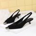 Metal Pointed Suede Women's Shoes Shallow Mouth Back Strap Low Heel Single Shoes Women's Wine Glass And Empty Shoes_vogvips.com
