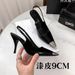 Pointed Black Patent Leather Cloed Toe Sandal Women' Single Shoe Thin Heel Park Chae Young Roe Same Style High_vogvips.com