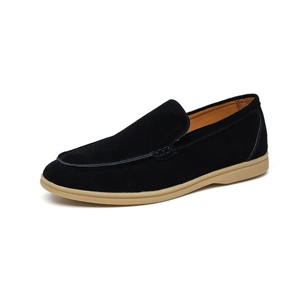 Autumn One Foot Leather Men's High-end Business Casual Korean Version British Black Bean Shoes Lazy Loafers_vogvips.com
