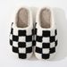 New Comfortable Home Checkerboard Warm Winter Slippers For Couples Men And Women Thick Soft Sole Cotton Shoes Thickened_vogvips.com