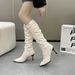 European And American Style Pointed Toe Ruched For Women 2025 Autumn Thin Slouch High Heel Over-the-Knee Women's Long_vogvips.com