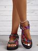 Women's Oversized Printed Flat 2025 Spring/summer New Thin Soled Ethnic Style Velcro Beach Sandals_vogvips.com