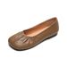 Square Head Single Shoes Women's Flat Bottom One Pedal Retro Grandma Shoes Soft Sole Shallow Mouth Commuting Women's Shoes_vogvips.com