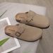 Comwarm Fashion Women's Suede Mules Slippers Men Clogs Cork Insole Sandals With Arch Support Outdoor Beach Slides Home_vogvips.com