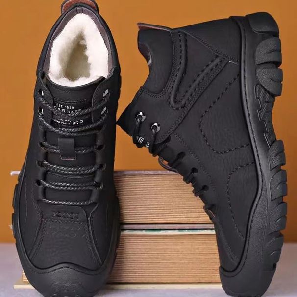 2023 New Shoes With Fleece Lining, Thickened Waterproof Casual Cotton Shoes, Men's High-top Outdoor Snow Boots_vogvips.com