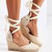 Women's Shoes Summer New Large Size Wedge Heel Women's Sandals Thick Bottom Baotou Baohe Ankle Ring Strap Cloth Rope Sandals Women_vogvips.com