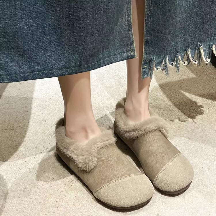 Women's Shoes Cowhide Sole Cotton Shoes Women New Mother Shoes Plus Velvet Comfortable Warm Shallow Mouth Flat Toe Shoes_vogvips.com