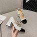 Xiaoxiang Home Elegant Style Semi-Curved Mary Jane Patent Leather One-Strap Chunky Heel Princess Single JK Uniform Pearl_vogvips.com