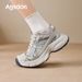 Augu Shiden Gray Dad Shoes For Women 2026 New Spring Fleece-Lined Fashion Retro Lightweight Casual Sneakers_vogvips.com