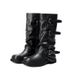 Internet Celebrity Belt Buckle Mid-Calf Pile For Women Spring And Autumn New Western Long Cowboy With Pants Tube Martin_vogvips.com