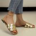 A Word Solid Color Flat Women's Slippers New Classic Stone Pattern Slip-on_vogvips.com