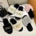 New Autumn And Winter Metal Chain Hairy Slippers Fashionable And Warm Large Fur Flat Heel Cotton Slippers_vogvips.com
