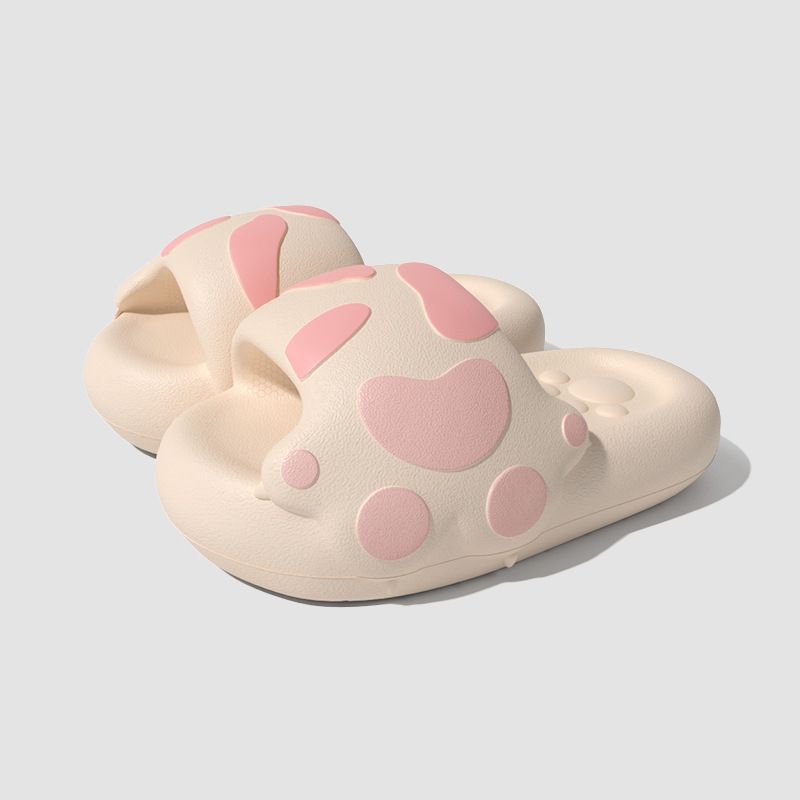 Cute Pet Cat Paw Slippers For Women, Summer Indoor Home Use, Thick Sole Bathroom Non-Slip Bathing Sandals, Parent-Child_vogvips.com