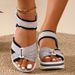 2025 Summer New Thick Bottom Color Blocked Sandals For Women, Comfortable And Casual, Velcro Slope Heel Large Women's_vogvips.com