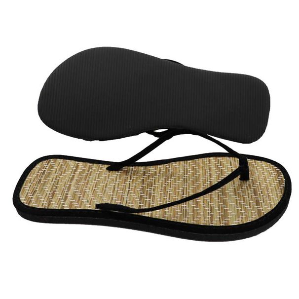 Ladies Straw Mat Slippers Fashion Floral Strap Flat Flip Flops 2024 Summer Newest Leisure Rattan Grass Weave Home Slippers_vogvips.com